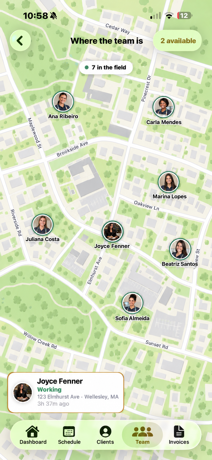 Mapa fictício da equipe do Capricho Pro em Massachusetts